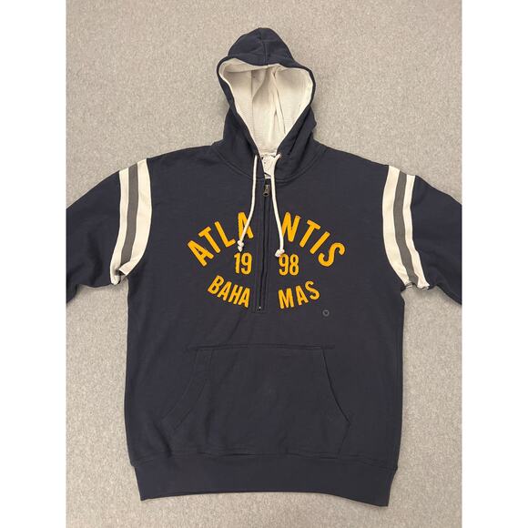 Atlantis Bahamas 1998 Hoodie Men's Medium Dark Blue Half Zip Sweater Pullover NW - Picture 1 of 10